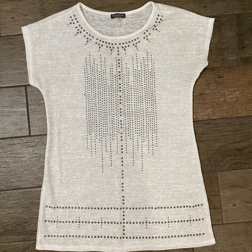 Women’s White Embellished Tunic Shirt